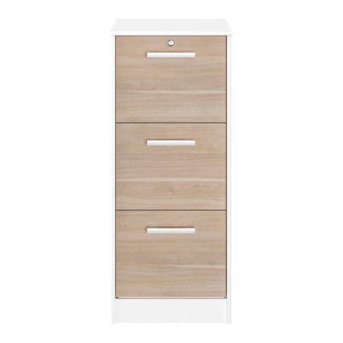 Classeur 3 tiroirs Milo Blanc et imitation chêne