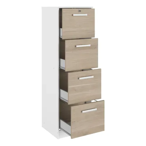 Classeur 4 tiroirs Milo Blanc et imitation chêne