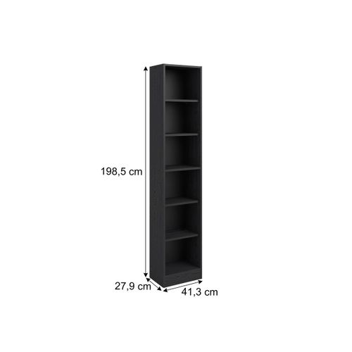 1/2 bibliothèque 5 tablettes MAYENCE Imitation chêne noir