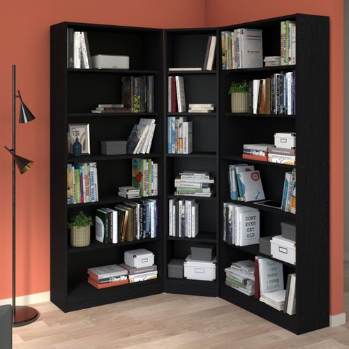 Bibliothèque 5 tablettes MAYENCE Imitation chêne noir