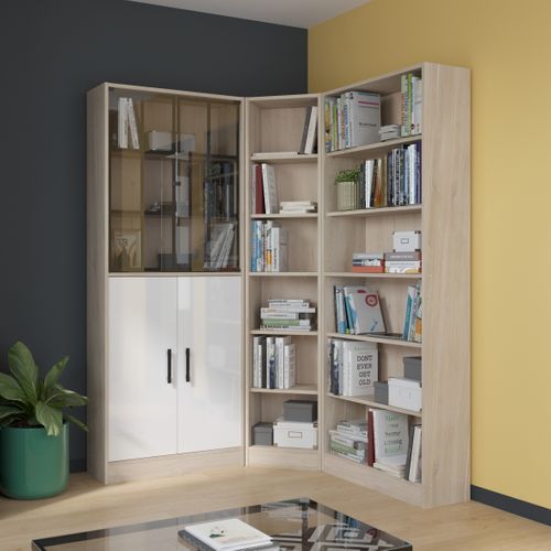 1/2 bibliothèque 5 tablettes MAYENCE Imitation chêne