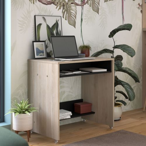 Console informatique INDEX imitation chêne et noir