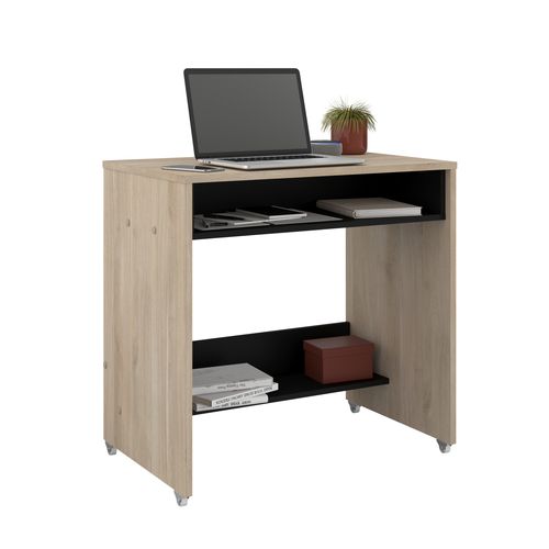 Console informatique INDEX imitation chêne et noir