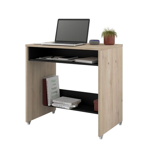 Console informatique INDEX imitation chêne et noir