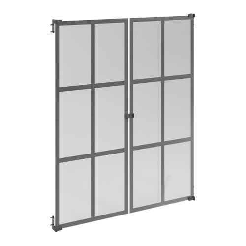 Lot de 2 portes verre atelier MAYENCE Transparent et noir vue 3/4