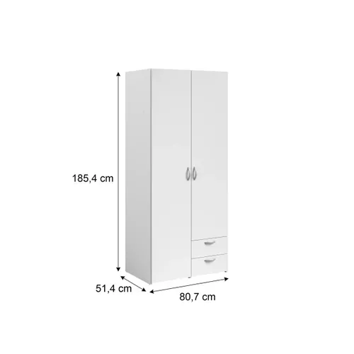 Armoire 2 portes 2 tiroirs L. 80 cm DAILY blanc
