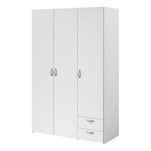 Armoire 3 portes 2 tiroirs L. 120 cm DAILY Blanc