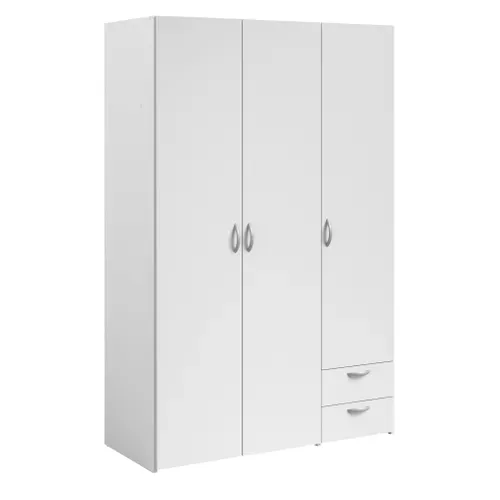 Armoire 3 portes 2 tiroirs L. 120 cm DAILY Blanc