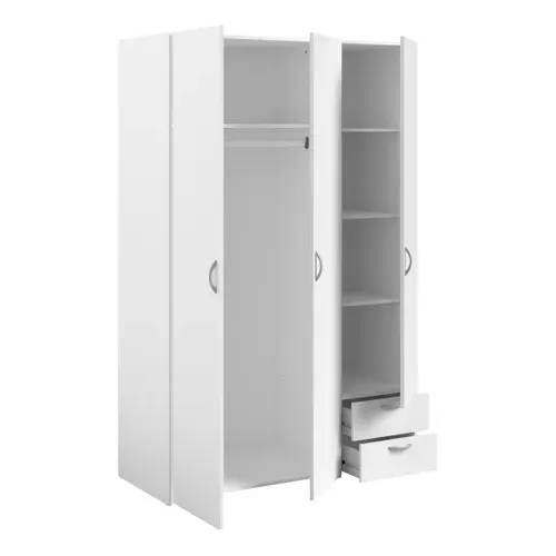 Armoire 3 portes 2 tiroirs L. 120 cm DAILY Blanc