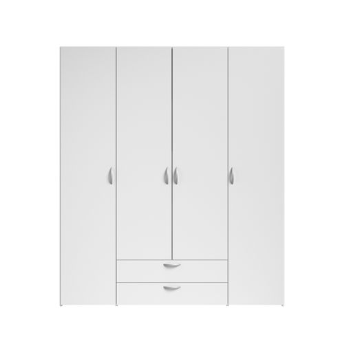 Armoire 4 portes 2 tiroirs L. 160 cm DAILY blanc