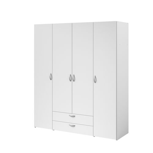 Armoire 4 portes 2 tiroirs L. 160 cm DAILY blanc