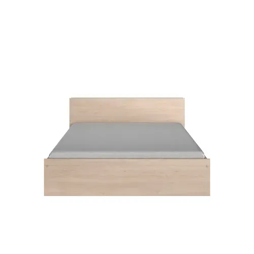 Lit 140x190 cm avec 2 tiroirs tête de lit LODGE imitation chêne et blanc et