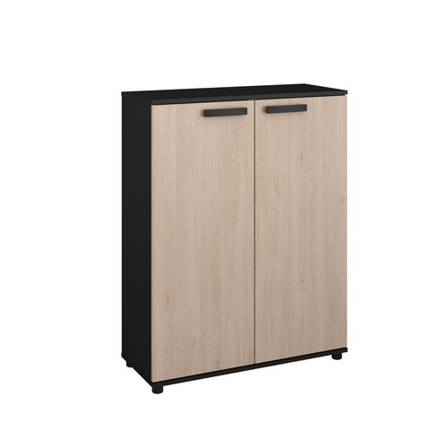 Rangement 2 portes battantes CELEST imitation chêne et noir