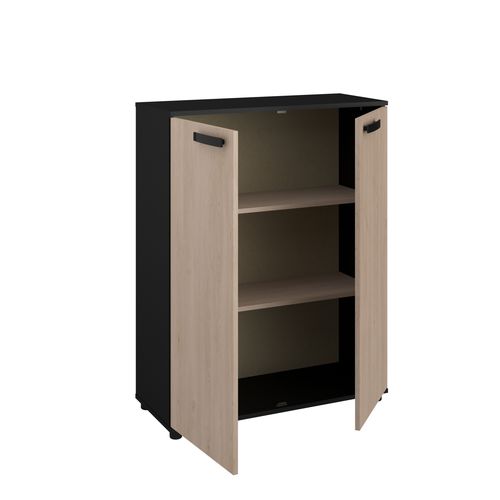 Rangement 2 portes battantes CELEST imitation chêne et noir