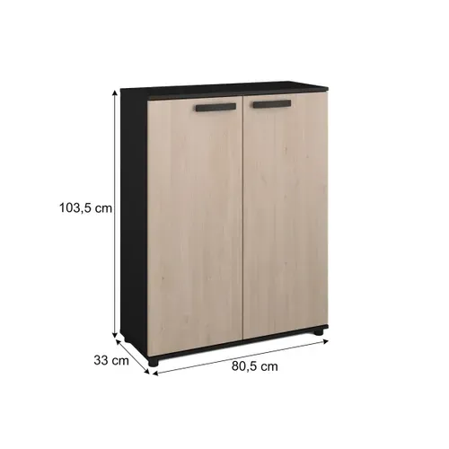 Rangement 2 portes battantes CELEST imitation chêne et noir