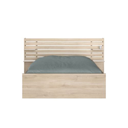 Lit + tiroir 140x190 ou 200 cm ESCALE imitation chêne