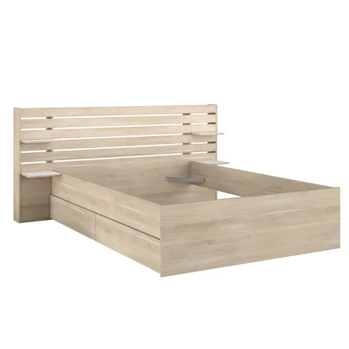 Lit + tiroir 140x190 ou 200 cm ESCALE imitation chêne