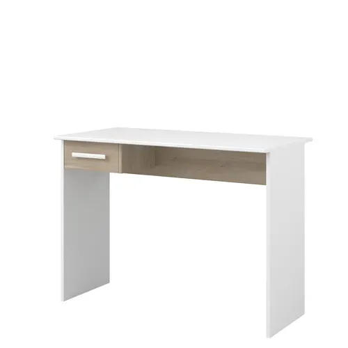 Bureau 1 tiroir MILO Blanc et imitation Chêne