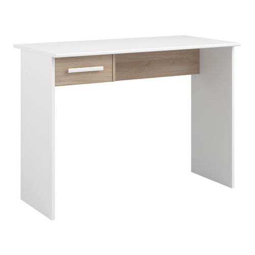 Bureau 1 tiroir MILO Blanc et imitation Chêne