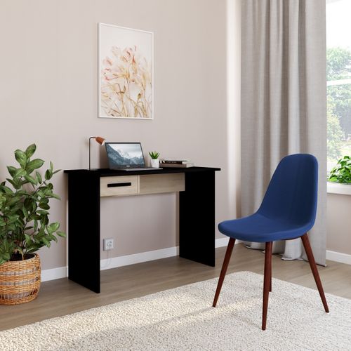 Bureau 1 tiroir MILO Noir et imitation Chêne vue d'ambiance 1