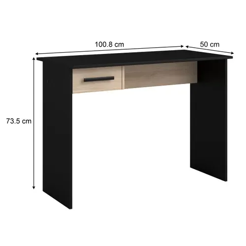 Bureau 1 tiroir MILO Noir et imitation Chêne