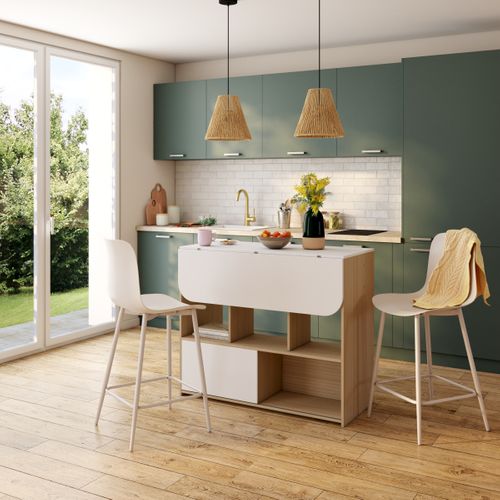 Mange debout + Allonge LUNDGE Blanc / Imitation chêne