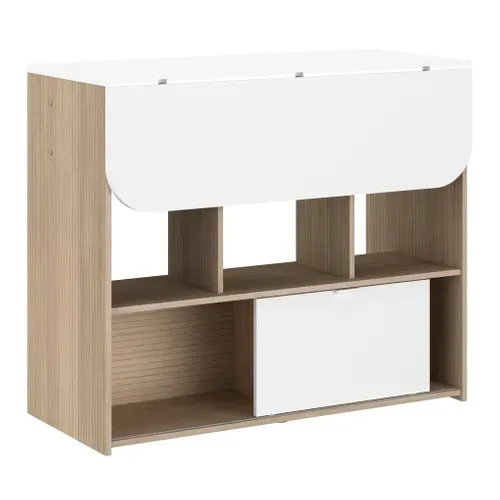 Mange debout + Allonge LUNDGE Blanc / Imitation chêne