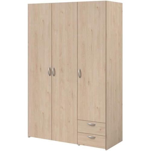 Armoire 3 portes 2 tiroirs L. 120 cm DAILY imitation chêne