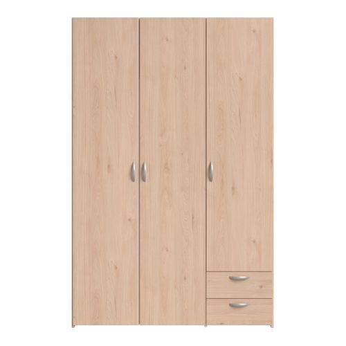 Armoire 3 portes 2 tiroirs L. 120 cm DAILY imitation chêne
