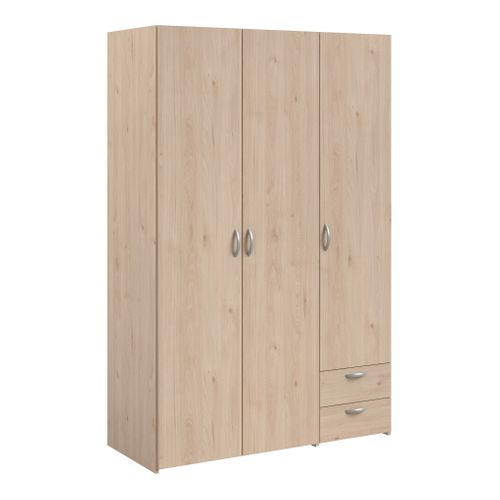 Armoire 3 portes 2 tiroirs L. 120 cm DAILY imitation chêne