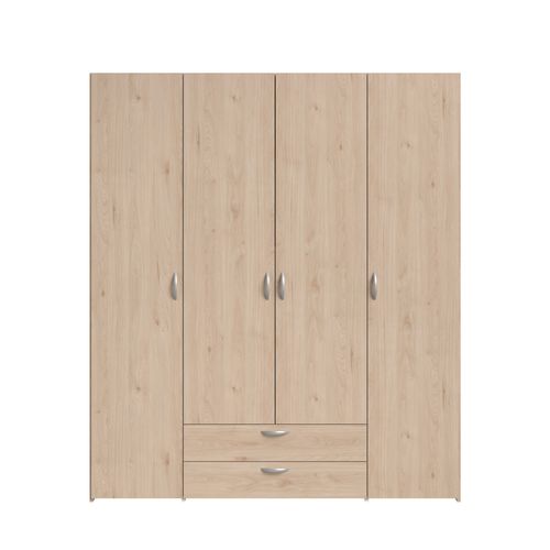Armoire 4 portes 2 tiroirs L. 160 cm DAILY imitation chêne