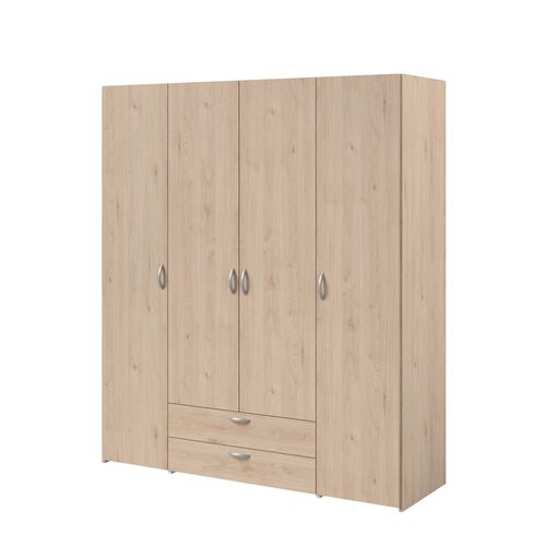 Armoire 4 portes 2 tiroirs L. 160 cm DAILY imitation chêne