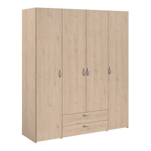 Armoire 4 portes 2 tiroirs L. 160 cm DAILY imitation chêne