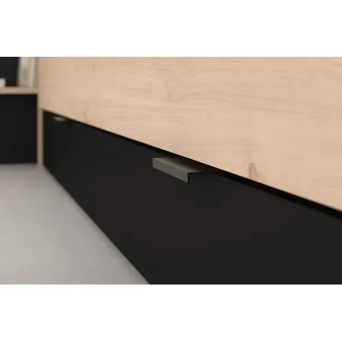 Lit 140x190/200 avec rangements ORNELLA imitation chêne et noir