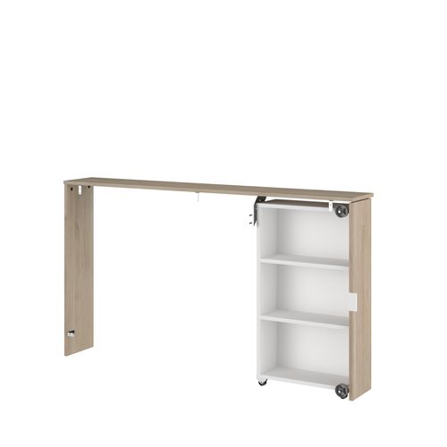Environnement lit 90/140 cm ALBORG blanc et imitation chêne vue de profil