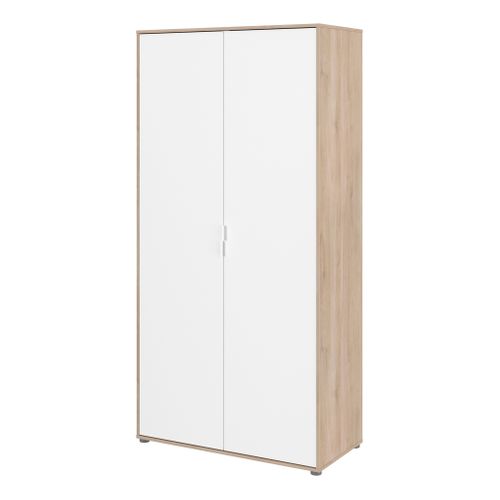 Armoire De Chambre - Aalborg - Blanc / Chene - 2 Portes - 100 X 50,2 X 204,3 Cm