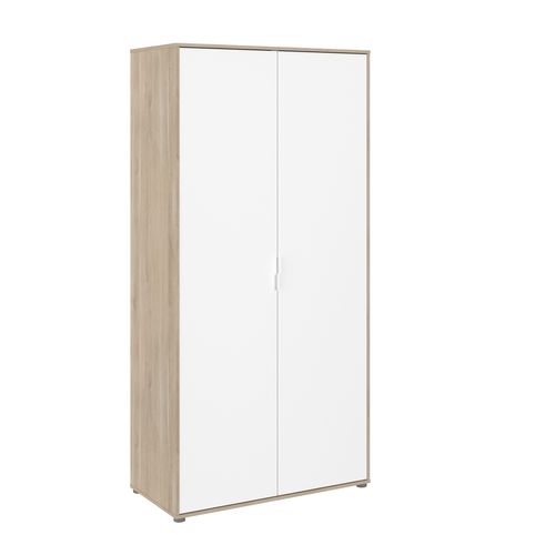 Armoire De Chambre - Aalborg - Blanc / Chene - 2 Portes - 100 X 50,2 X 204,3 Cm