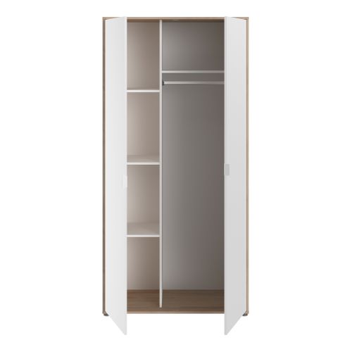 Armoire De Chambre - Aalborg - Blanc / Chene - 2 Portes - 100 X 50,2 X 204,3 Cm