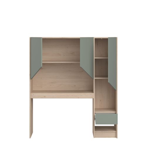 Environnement lit ou bureau SHELTER imitation chêne et vert
