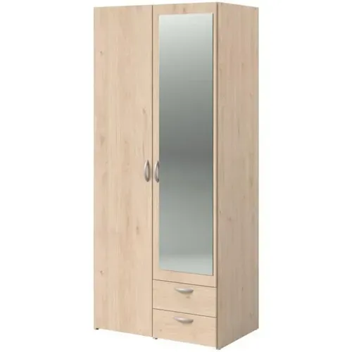 Armoire De Chambre - Varia -2 Portes Dont 1 Avec Miroir - 2 Tiroirs - 81 X 51 X 185 Cm