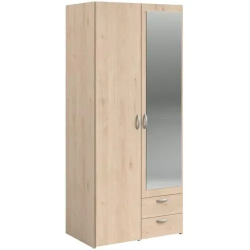 Armoire De Chambre - Varia -2 Portes Dont 1 Avec Miroir - 2 Tiroirs - 81 X 51 X 185 Cm