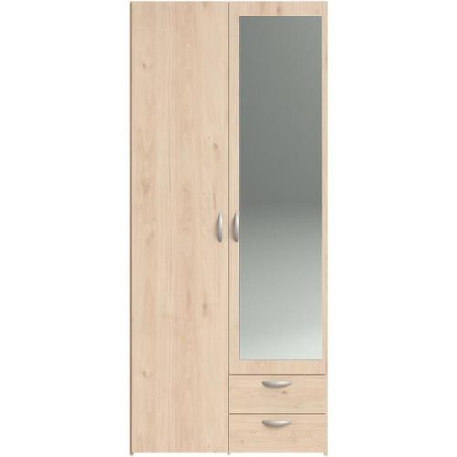 Armoire De Chambre - Varia -2 Portes Dont 1 Avec Miroir - 2 Tiroirs - 81 X 51 X 185 Cm