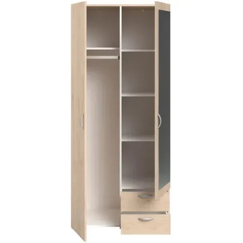 Armoire De Chambre - Varia -2 Portes Dont 1 Avec Miroir - 2 Tiroirs - 81 X 51 X 185 Cm