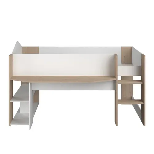 Lit combiné 90x200 cm SHELTER Imitation chêne et blanc vue de face