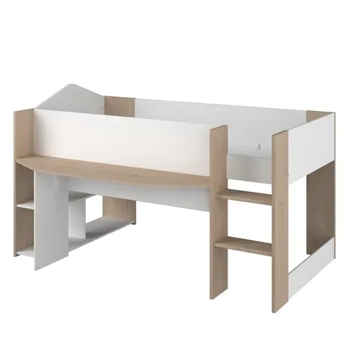 Lit combiné 90x200 cm SHELTER Imitation chêne et blanc vue de profil