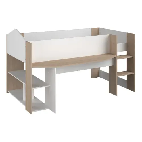 Lit combiné 90x200 cm SHELTER Imitation chêne et blanc vue 3/4