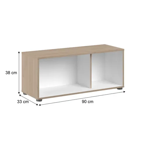 Meuble TV LORIS Imitation chêne et blanc