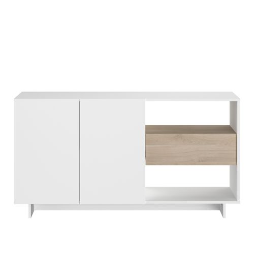 Buffet MAELLE Blanc / imitation chêne