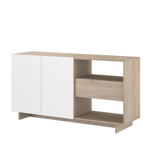 Buffet MAELLE Imitation chêne / blanc vue de profil