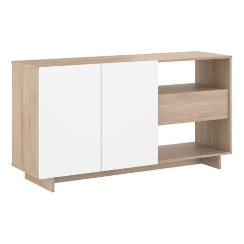 Buffet MAELLE Imitation chêne / blanc vue 3/4